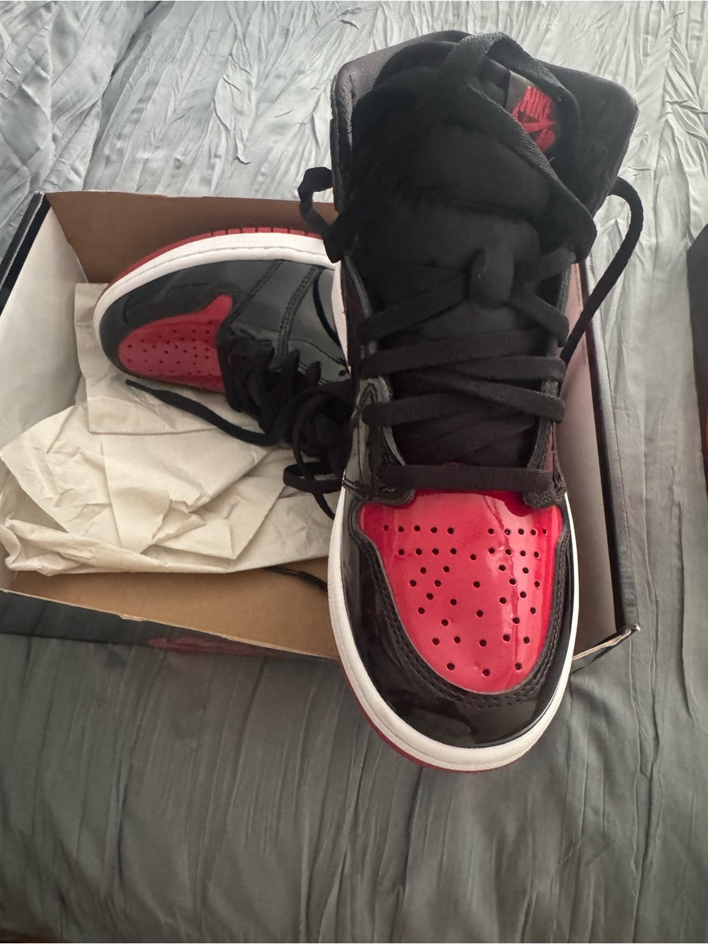 Nike Black & Red Patent Leather High-Top Sneakers